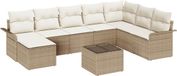 vidaXL Banc de jardin - Set - 9 - pièces - Beige - poly - rotin