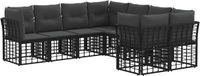 vidaXL - Buiten - bank - set - 8 - st - Zwart - en - Donker - Grijs - Polyester