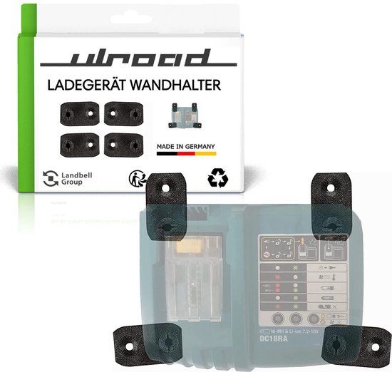 ULROAD Houder wandmontage voor Makita acculader DC18RA DC18RC - Grijs - 4 stuks