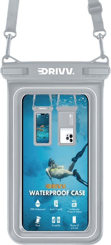 Drivv. Luxe Waterdicht Telefoonhoesje - Grijs