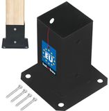 KOTARBAU® Paalvoet, Paalhouder, voor Schroefbevestiging, Gepoedercoat Staal, 70 x 70 mm, Zwart