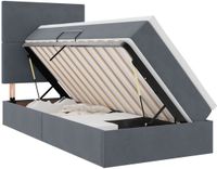 vidaXL LED Opbergbed met Matras Donkergrijs 90 x 190 cm Fluweel