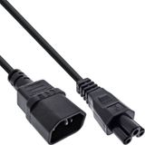 InLine Netsnoer C14 koppeling naar C5-stekker, stroomkabel voor laptop, beamer, voedingen, gegoten stekkers, zwart, 5 m, 16555
