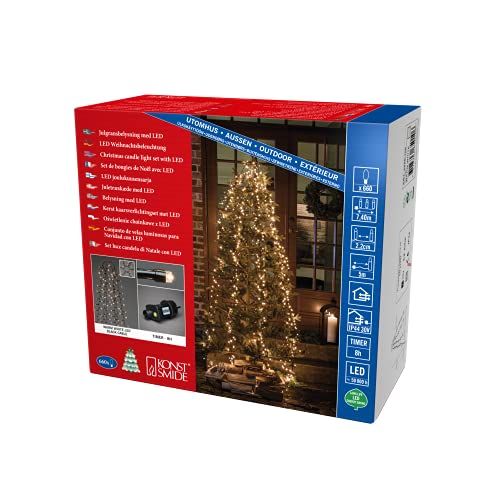 KONSTSMIDE Micro LED Compactlights Boommantel met ring - 660 warm witte diodes - 8h timer - Zwarte kabel