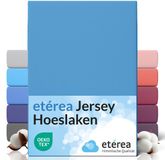 etérea Himmlische Qualität etérea Jersey Hoeslaken 100x200 - 120x200 cm Oekotex Made in Green - 100% katoen - Lichtblauw