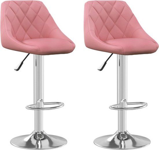 vidaXL Barkrukken - 2 stuks - Fluweel - Roze