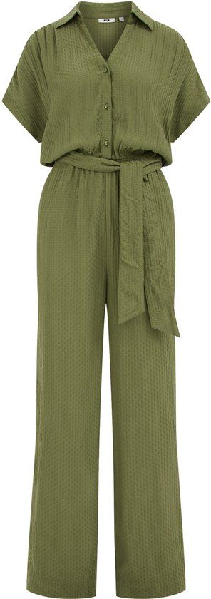WE Fashion Dames jumpsuit met structuur - Moss green - XL