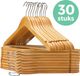 LifeGoods Cintres - 30 Pièces - Cintres - Porte-pantalons - Bois dur - Cintres Vêtements - Crochet pivotant en métal - Naturel