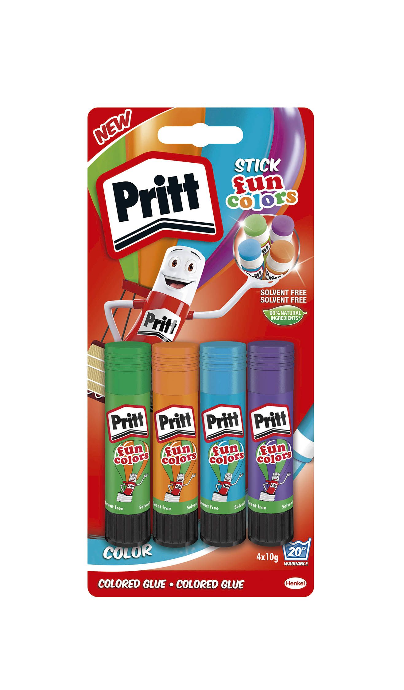 Pritt Fun Colors Glue Stick - 4 x 10g - Blister