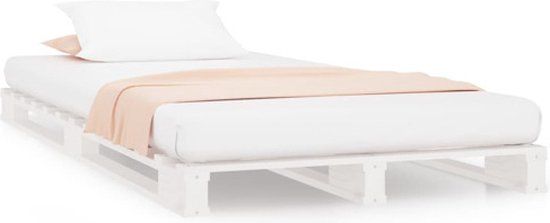 vidaXL Palletbed massief grenenhout wit 100x200 cm