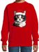 Bellatio Decorations Kersttrui / sweater kat/poes - kinderen - grijze kat/poes - rood - kerstmuts - Kerstmis 110/116