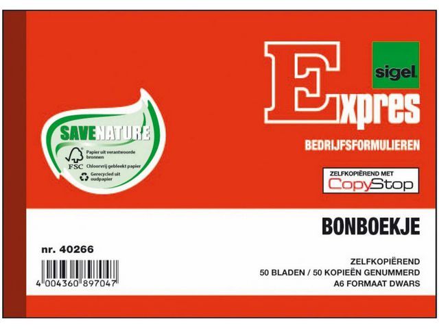Sigel Expres Bonboekje Zelfkopiërend A6, SI-40266