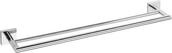 Sapho X-Square Dubbele Handdoekhouder - Chroom - 65cm