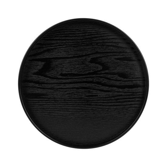 QUVIO Houten dienblad rond - Diameter 33 cm - Zwart