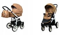BabyLux® Kinderwagen 2in1 – COLORLUX - Sand Pearl WHITE FRAME