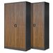 C001H, 2-delige set, archiefkast, metalen kast, gereedschapskast, 4 legplanken, draaigreep, poedercoating, vleugeldeurkast, afsluitbaar, 195 cm x 90 cm x 40 cm (antraciet/notenkleur)
