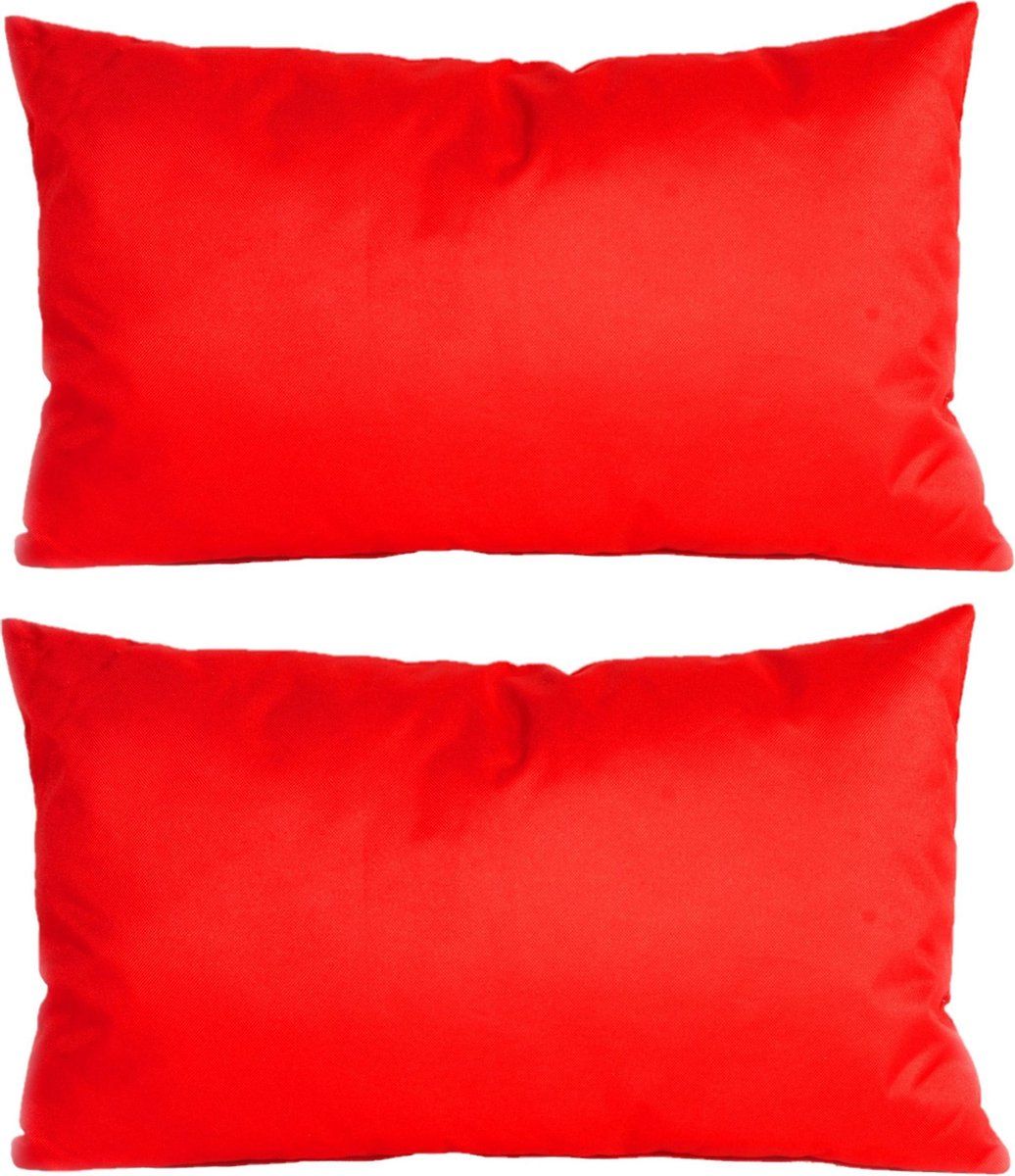 Anna's Collection 2x Red Cushions 30 x 50 cm - Indoor & Outdoor