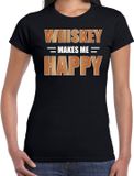 Bellatio Decorations Shoppartners Bv Whiskey makes me happy / Whiskey maakt me gelukkig drank t-shirt zwart voor dames - whiskey drink shirt - themafeest / outfit M
