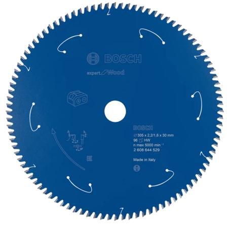 Bosch 2 608 644 529 cirkelzaagblad Expert for Wood voor accuzagen 305 x 2,2/1,6 x 30 96 tanden 1 stuk(s)