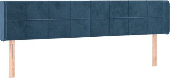 vidaXL Hoofdbord met randen 183x16x78/88 cm fluweel donkerblauw