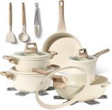 JUST PERFECTO HOUSEHOLD APPLIANCES 14-Delige Pannenset Inductie - Beige - PFAS vrij - Koudgrepen