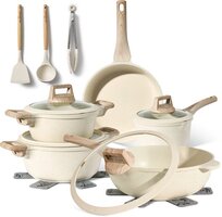 JUST PERFECTO HOUSEHOLD APPLIANCES 14-Delige Pannenset Inductie - Beige - PFAS vrij - Koudgrepen