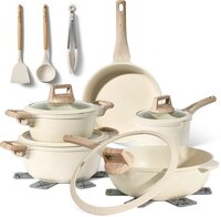 JUST PERFECTO HOUSEHOLD APPLIANCES 14-Delige Pannenset Inductie - Beige - PFAS vrij - Koudgrepen