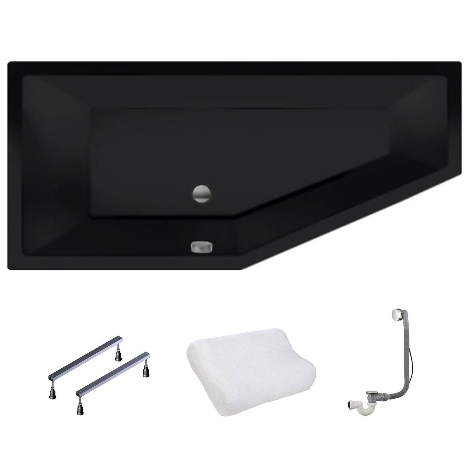 XENZ Society Compact Hoekbad Links 170x75 Ebony Zwart