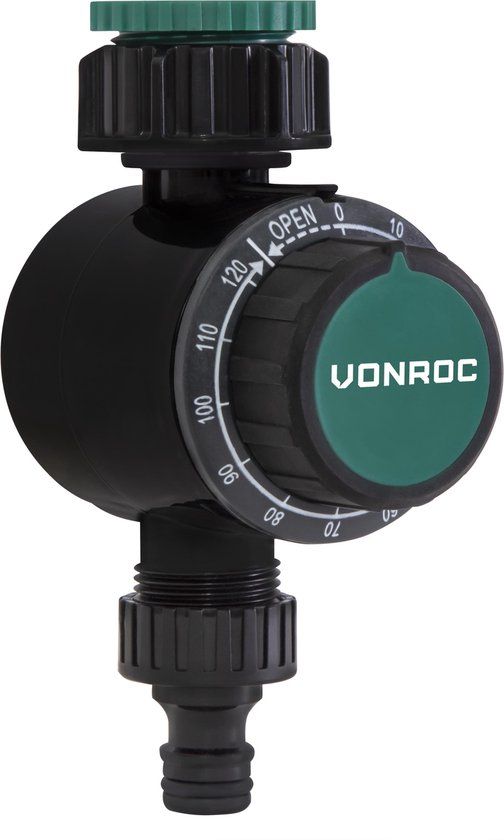 VONROC Watertimer – Mechanisch (geen batterijen nodig) – Instelbaar 0 - 120 min – Met metalen filter
