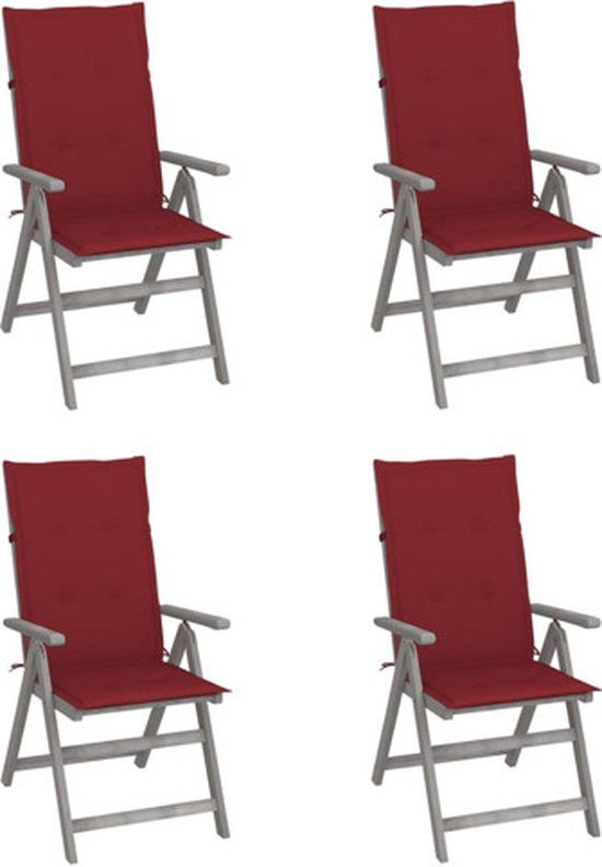 vidaXL Tuinstoelen 4 st verstelbaar met kussens massief acaciahout