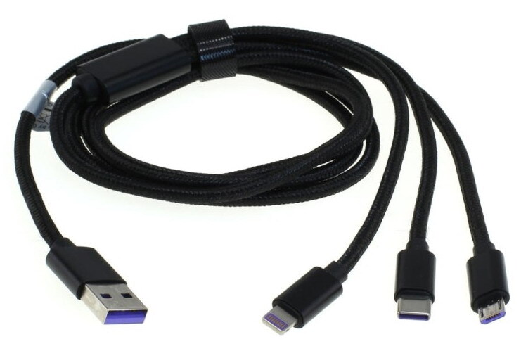 OTB Handige 3 in 1 USB Kabel - USB naar Apple Lightning, USB-C en microUSB