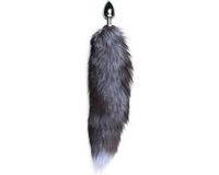 Easytoys Fetish Collection Grote zilverkleurige buttplug met grijze vossenstaart