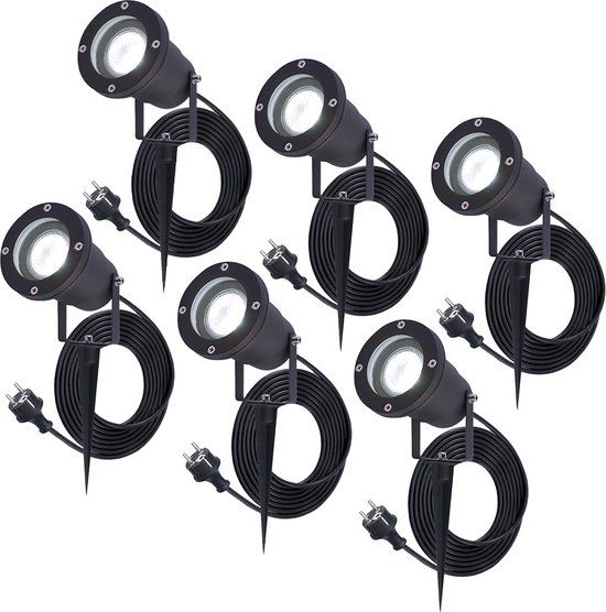 HOFTRONIC 6x Sydney GU10 Tuinspot - Zwart - Aluminium - IP65 - 6000K Daglicht wit