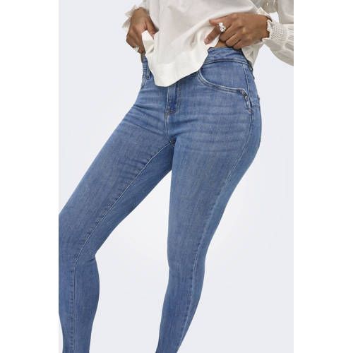 ONLY Onlypower Mid Waist Push Up Ank Det Dnm Skinny Jeans Medium Blue Denim