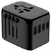 Adaptateur de voyage universel avec 2x USB-A / 2x USB-C pour le chargement noir.