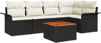 vidaXL Tuinbank Set 6 stuks Zwart Polyrattan