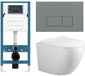 Adema Salina 2.0 Ensemble de toilettes - fond - sans bride - réservoir encastré QeramiQ - fermeture douce - libération rapide - abattant de toilette - plaque de commande en plastique gris clair - boutons rectangulaires - blanc