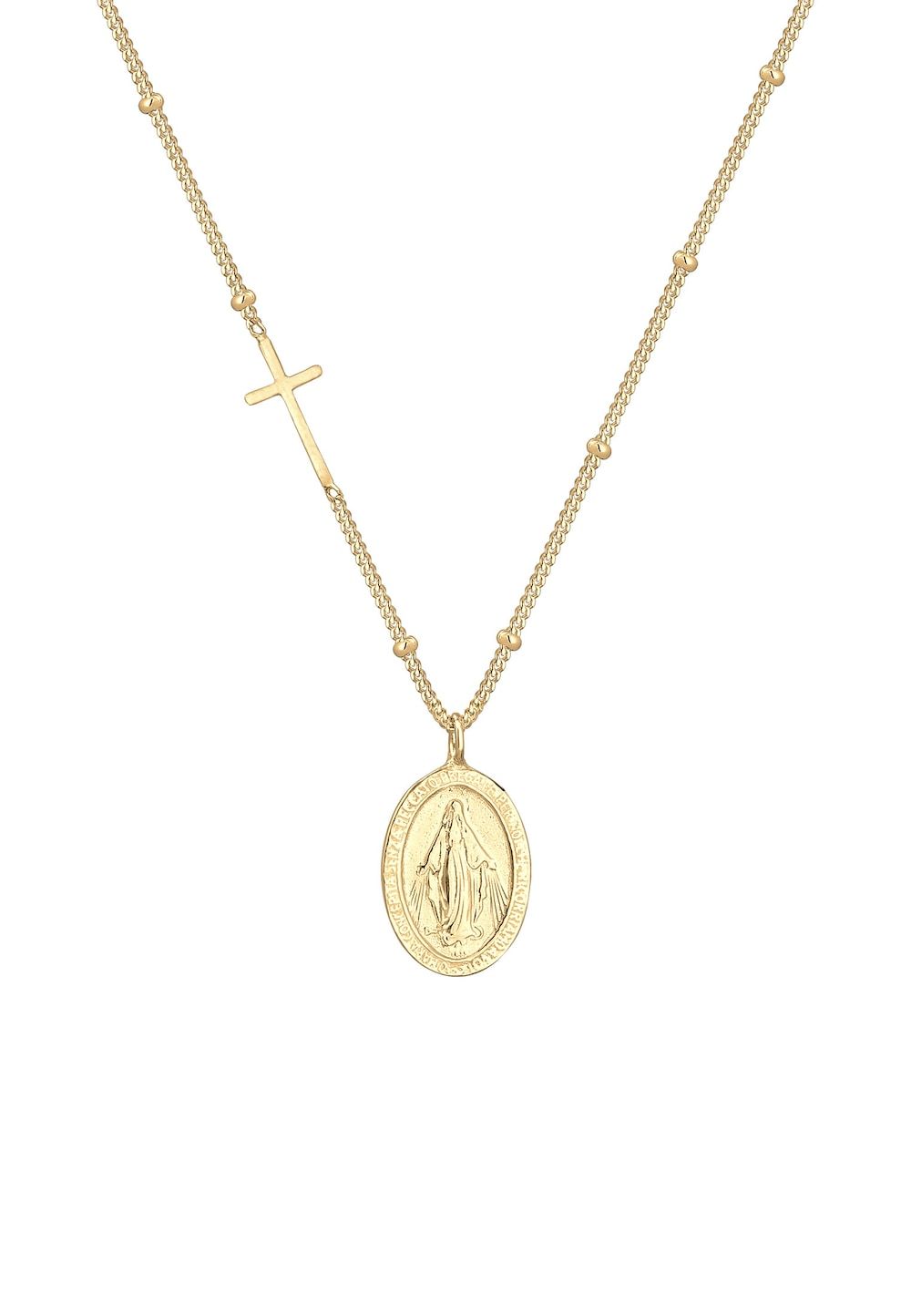 Elli Elli Halsketting Dames by @lleennyyy - Mariabeeld Hanger en Kruis - Verguld 925 Sterling Zilver