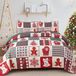 Plaid Patchwork Rouge - 220 x 240 cm - Avec 2 taies d'oreiller 50 x 75 cm
