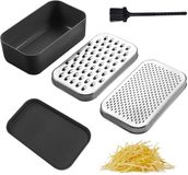 NyxSeat 1 Set Kaasrasp met 1-delige borstel, Doosrasp met bak en deksel, RVS Keukenrasp, Multifunctionele Hakmolen, Dunschiller voor Groenten, Fruit en Kaas