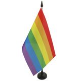 AZ FLAG Tafelvlag Regenboog 21x14 cm Polyester 100D Plastic Voet