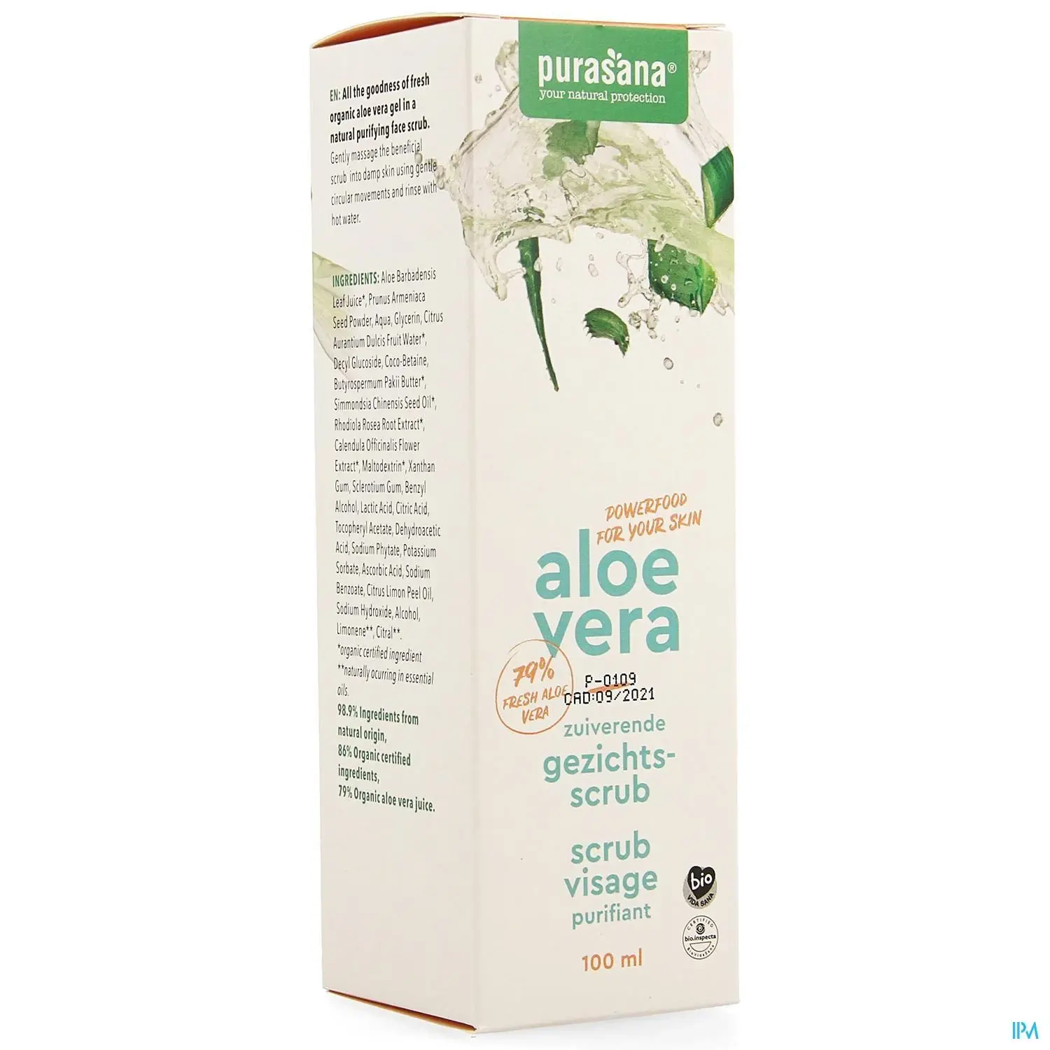 Purasana Aloe Vera Gezichtsscrub reinigend (100 ml)