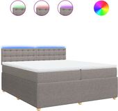 vidaXL Boxspringbed met matras, taupekleurig, 200x200 cm, gestoffeerd