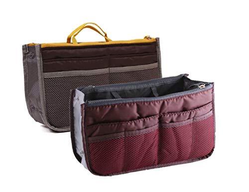 NOVAGO 2 stuks organizer tas binnenopslag voor hand- of reistas (verschillende kleuren beschikbaar) (grijs + bordeaux, 2 zakken)