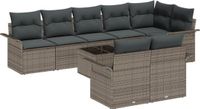vidaXL Tuinbank Set 9-delig Grijs Polyrattan