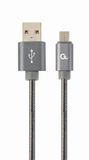 Cablexpert Premium micro-USB laad- & datakabel 'metaal', 2 m, metallic-grijs