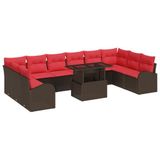 vidaXL Tuinbank Set Bruin Polyrattan