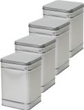 Merkloos Vierkant opbergblik/bewaarblik - 4x - Zilver - Aluminium - 14.5 x 21.4 cm - 4.1 liter