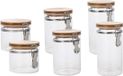 Item Set van 6x stuks glazen voorraadpotten/voorraadbussen met bamboe houten deksel beugelsluiting - 1800ml - 1300ml - 800ml