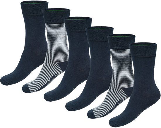 Bamboo Basics Navy Sokken Beau - 6-pack - Maat 35-40